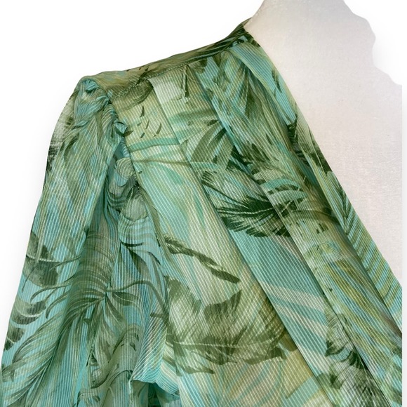 Alex Marie "Hallie" Green Palm Print V-Neck Chiffon Long Sleeve Maxi Dress - Picture 7 of 12